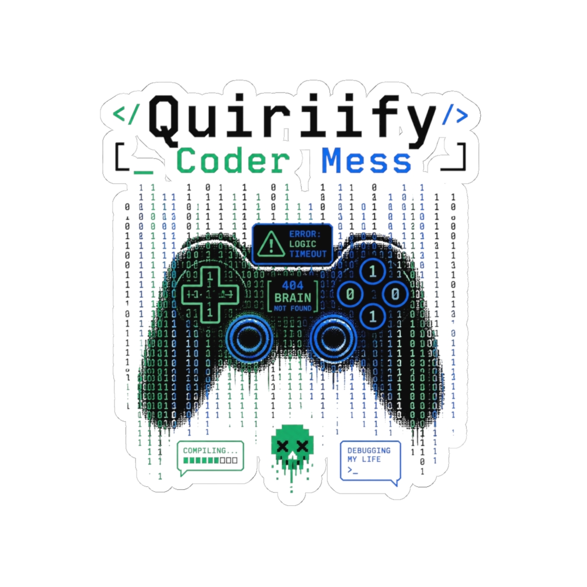 quiriify "404 Brain Not Found" Sticker - quiriify official Stickers merch